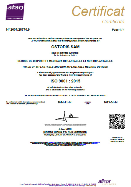 Cert. ISO 9001 OSTODIS